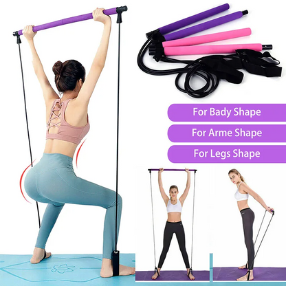 Barre de pilates portable avec bande de résistance réglable