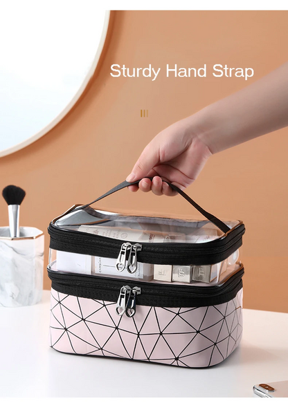 Trousse de maquillage et cosmétiques double couche étanche V1