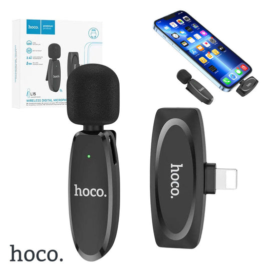 Hoco L15 Microphone Cravate Sans fil IPHONE – ميكروفون لاسلكي أصلي تنزوت