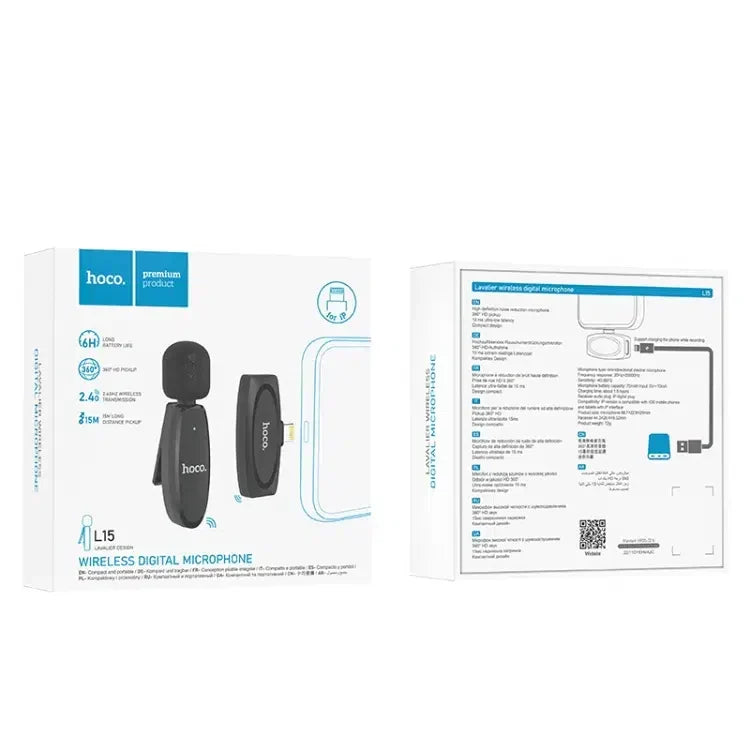 Hoco L15 Microphone Cravate Sans fil IPHONE – ميكروفون لاسلكي أصلي