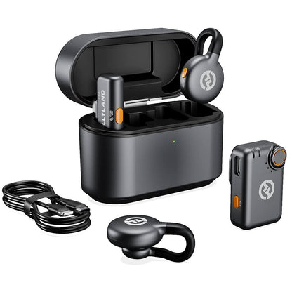 Microphone cravate sans fil Hollyland Lark M2S Combo (récepteur caméra + récepteur USB-C + câble Lightning)