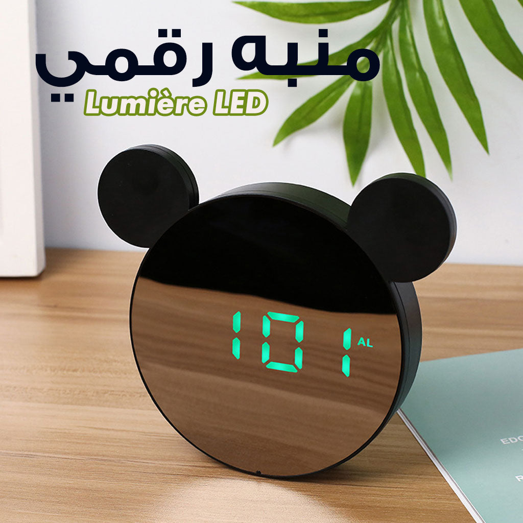 Réveil miroir numérique intelligent en forme mickey mouse
