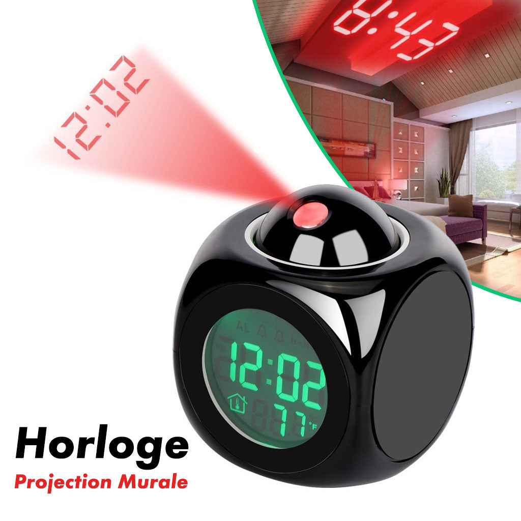 Horloge numérique de Projection LCD à LED, alarme vocale, fonction Snooze, thermomètre - تنزوت