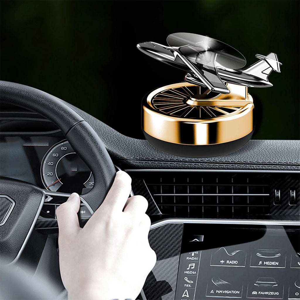 Diffuseur d’arome et parfum solaire rotatif pour Voiture Forme Avion + huile essentielle