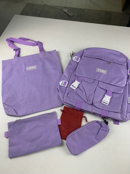 Ensemble de sacs d’école Kawai pour adolescents 5Pcs CLBD V2 Mauve – محفظة 5 قطع كاواي بنفسجي