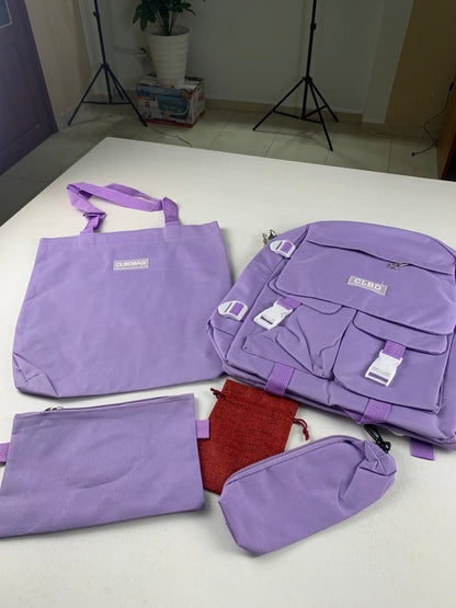 Ensemble de sacs d’école Kawai pour adolescents 5Pcs CLBD V2 Mauve – محفظة 5 قطع كاواي بنفسجي