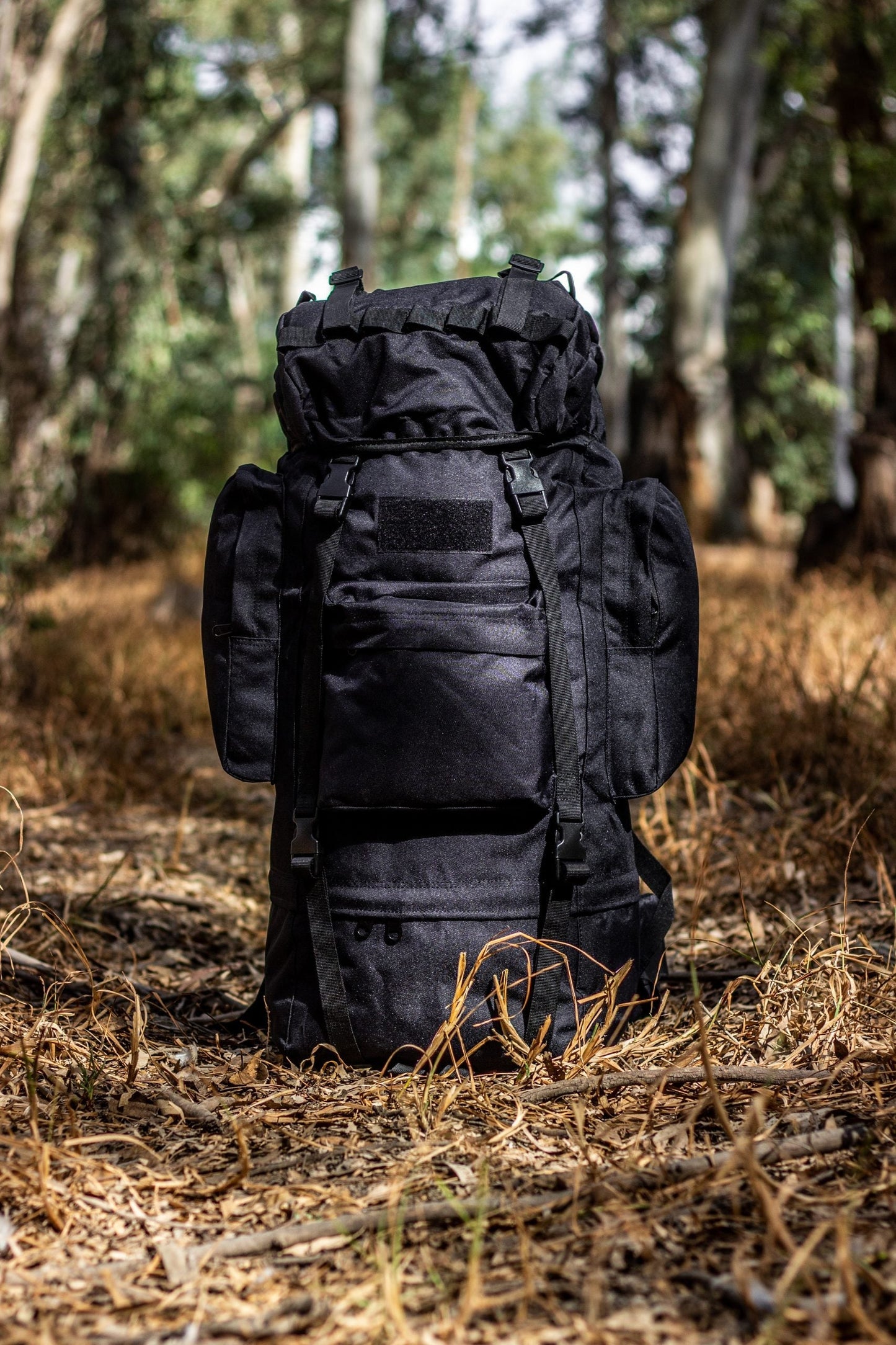 Sac à dos Randonnée professionnel en toile de Camouflage étanche à double épaule 90 L - Noir
