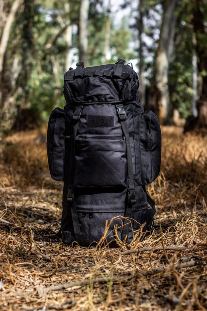 Sac à dos Randonnée professionnel en toile de Camouflage étanche à double épaule 90 L - Noir