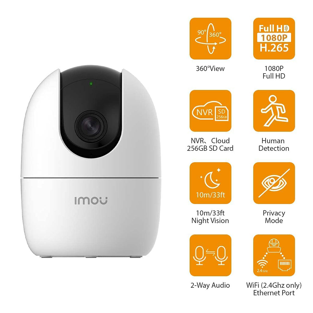 Caméra IMOU Ranger 2 3MP 2K avec fonction panoramique et inclinaison pour une couverture à 360° – كاميرة مراقبة ذكية