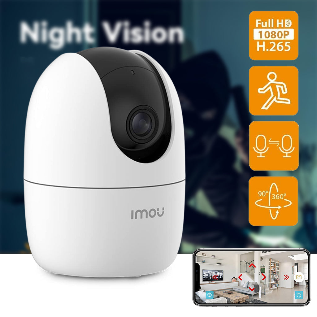 Caméra IMOU Ranger 2 3MP 2K avec fonction panoramique et inclinaison pour une couverture à 360° – كاميرة مراقبة ذكية - تنزوت
