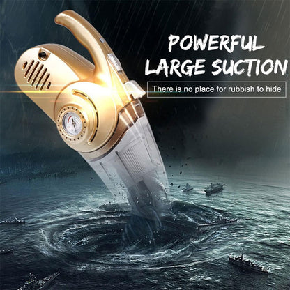 Aspirateur Portable 4 en 1 pour Voiture avec Gonfleur de Pneu Numérique – مكنسة كهربائية وجهاز نفخ العجلات