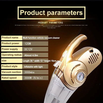Aspirateur Portable 4 en 1 pour Voiture avec Gonfleur de Pneu Numérique – مكنسة كهربائية وجهاز نفخ العجلات