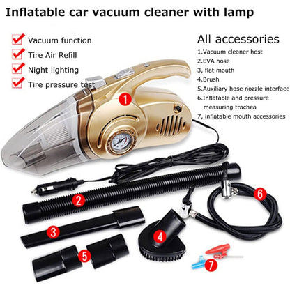 Aspirateur Portable 4 en 1 pour Voiture avec Gonfleur de Pneu Numérique – مكنسة كهربائية وجهاز نفخ العجلات