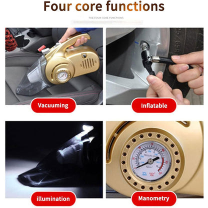 Aspirateur Portable 4 en 1 pour Voiture avec Gonfleur de Pneu Numérique – مكنسة كهربائية وجهاز نفخ العجلات