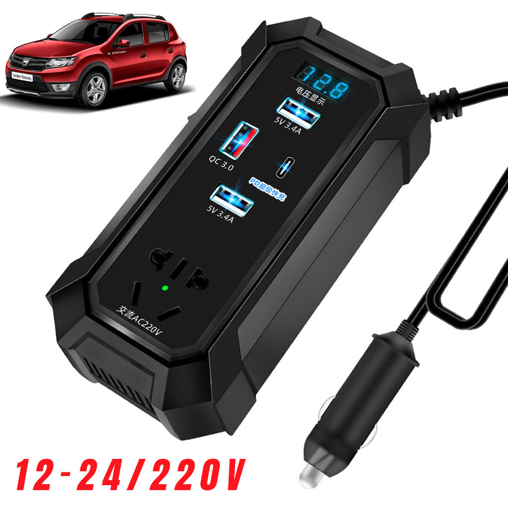 Inverter de voiture 12V 24V à 220V multiports super fast charge – محول التيار الكهربائي في السيارة - تنزوت