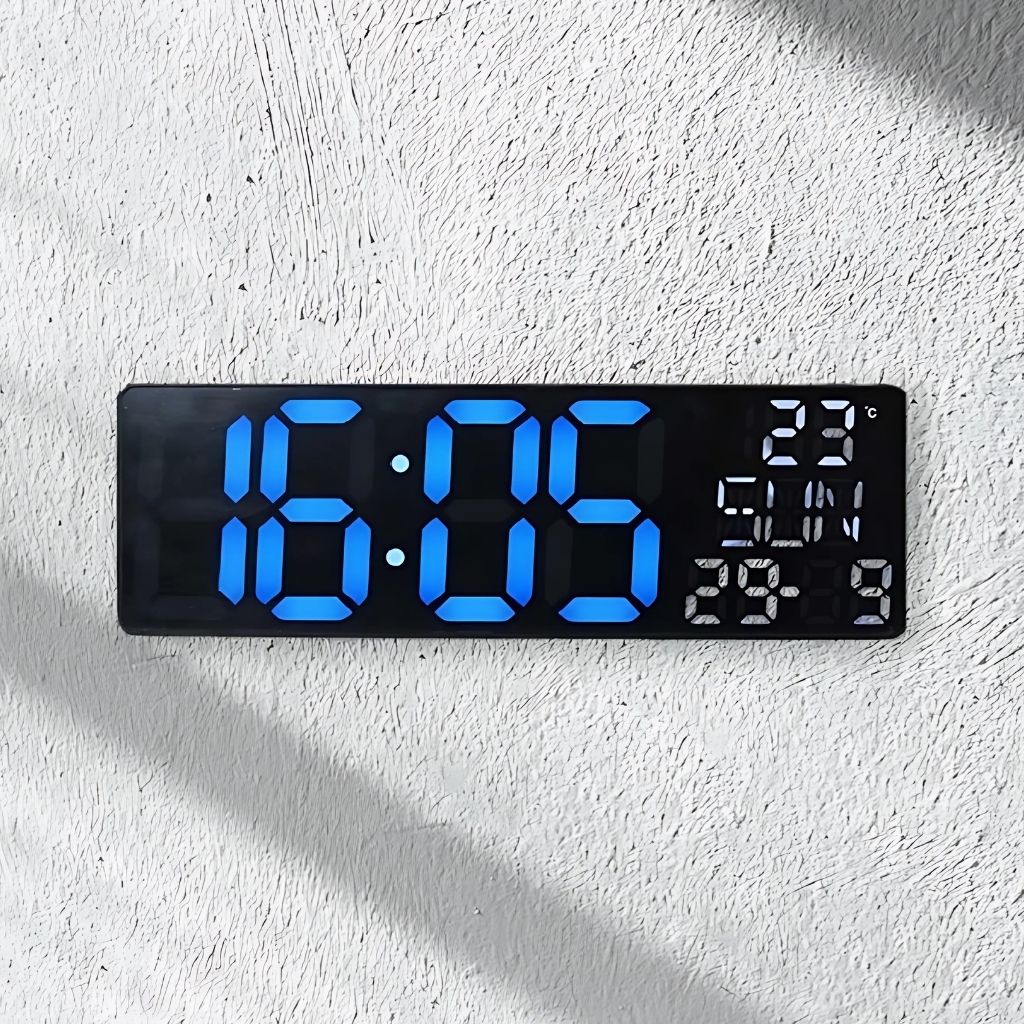 Horloge Numérique Murale et Table LED à Éclairage Bleu Inférieur – ساعة رقمية للحائط و المكتب بإضاءة سفلية زرقاء