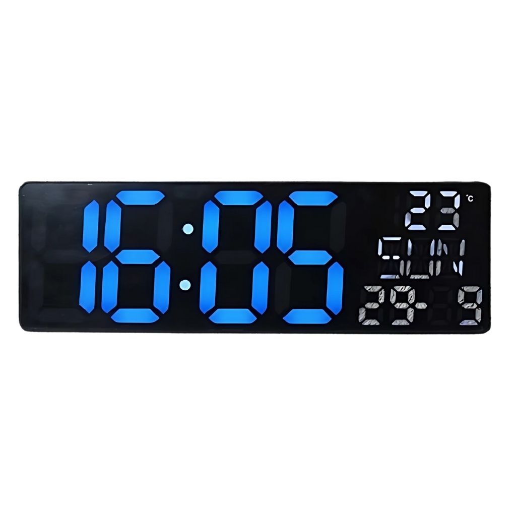 Horloge Numérique Murale et Table LED à Éclairage Bleu Inférieur – ساعة رقمية للحائط و المكتب بإضاءة سفلية زرقاء