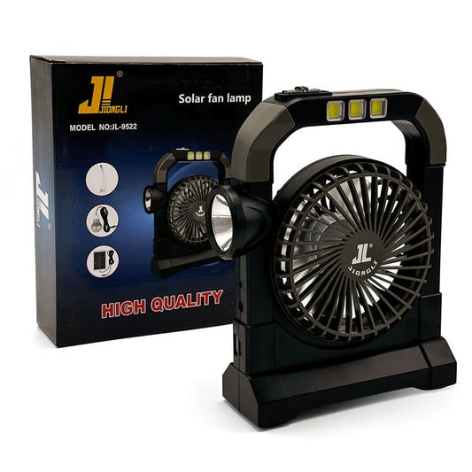 Ventilateur portable rechargeable avec lampe torche JL-9522 – مروحة محمولة مع مصباح