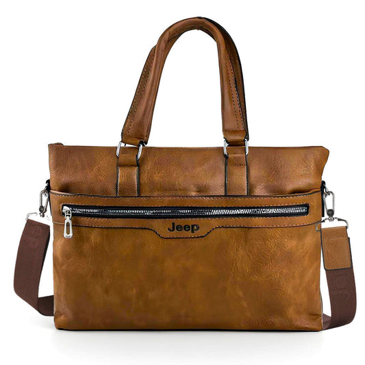 Cartable Homme en Simili Cuir Design Élégant Jeep 180551-12 Marron Clair – حقيبة جلدية لون بني فاتح تنزوت