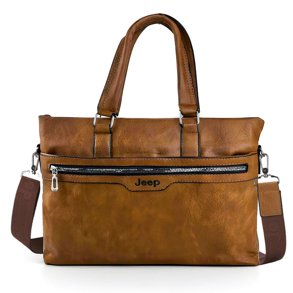 Cartable Homme en Simili Cuir Design Élégant Jeep 180551-12 Marron Foncé – حقيبة جلدية لون بني داكن