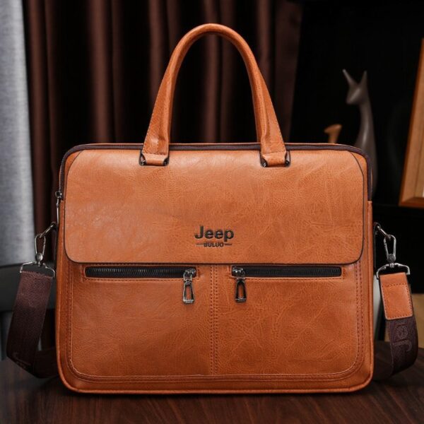 Cartable Homme en Simili Cuir Design Élégant Jeep 180551-6 Marron Clair – حقيبة جلدية لون بني فاتح