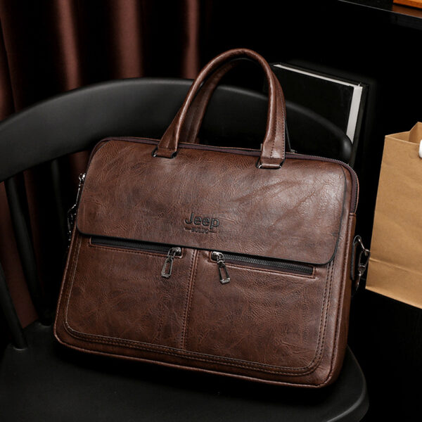 Cartable Homme en Simili Cuir Design Élégant Jeep 180551-6 Marron Foncé – حقيبة جلدية لون بني داكن
