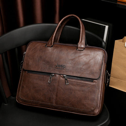 Cartable Homme en Simili Cuir Design Élégant Jeep 180551-6 Marron Foncé – حقيبة جلدية لون بني داكن