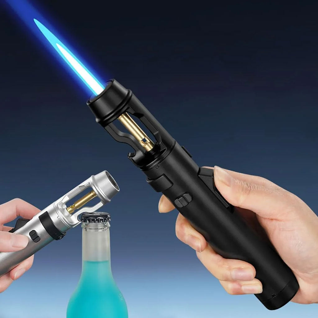 Briquet électrique Jet Flamme avec verrouillage de sécurité et ouvre bouteille