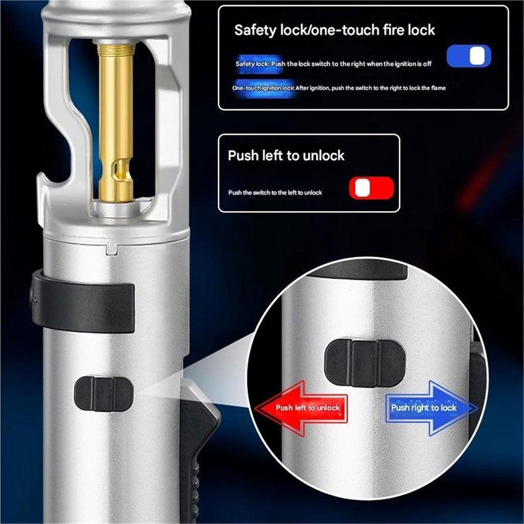 Briquet électrique Jet Flamme avec verrouillage de sécurité et ouvre bouteille