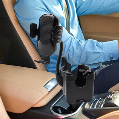 Support de téléphone pour voiture avec porte-gobelet rotation à 360° - حامل هواتف وأكواب في السيارة
