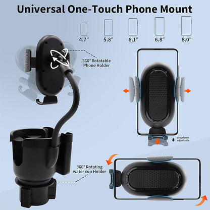 Support de téléphone pour voiture avec porte-gobelet rotation à 360° - حامل هواتف وأكواب في السيارة