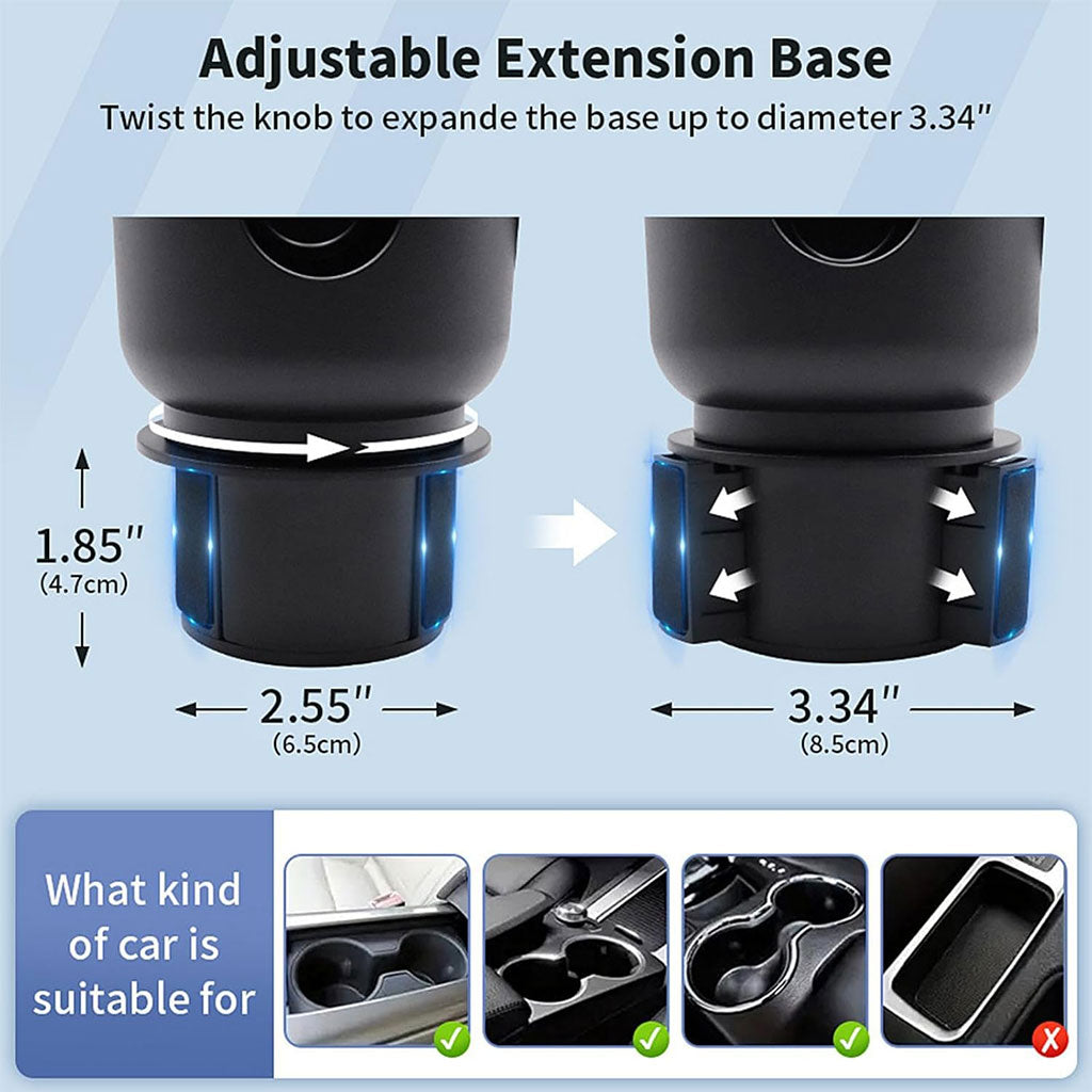 Support de téléphone pour voiture avec porte-gobelet rotation à 360° - حامل هواتف وأكواب في السيارة