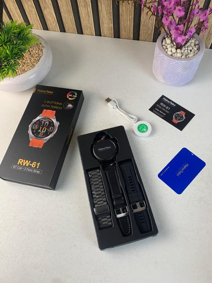 Smartwatch Haino Teko RW-61 avec écran AMOLED lampe de poche intégrée et 3 paires – ساعة ذكية أصلية