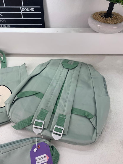 Ensemble de Sacs Snorlax 3Pcs Design Kawaii Vert – حقيبة مدرسية 3 قطع لون أخضر
