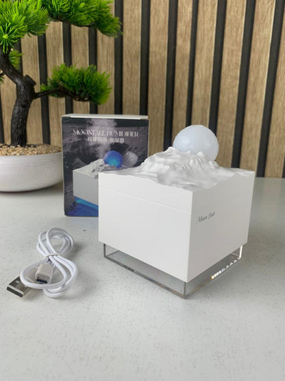 Humidificateur Cube 300 ml avec Veilleuse de Lune Colorée – معطر جو في الغرفة