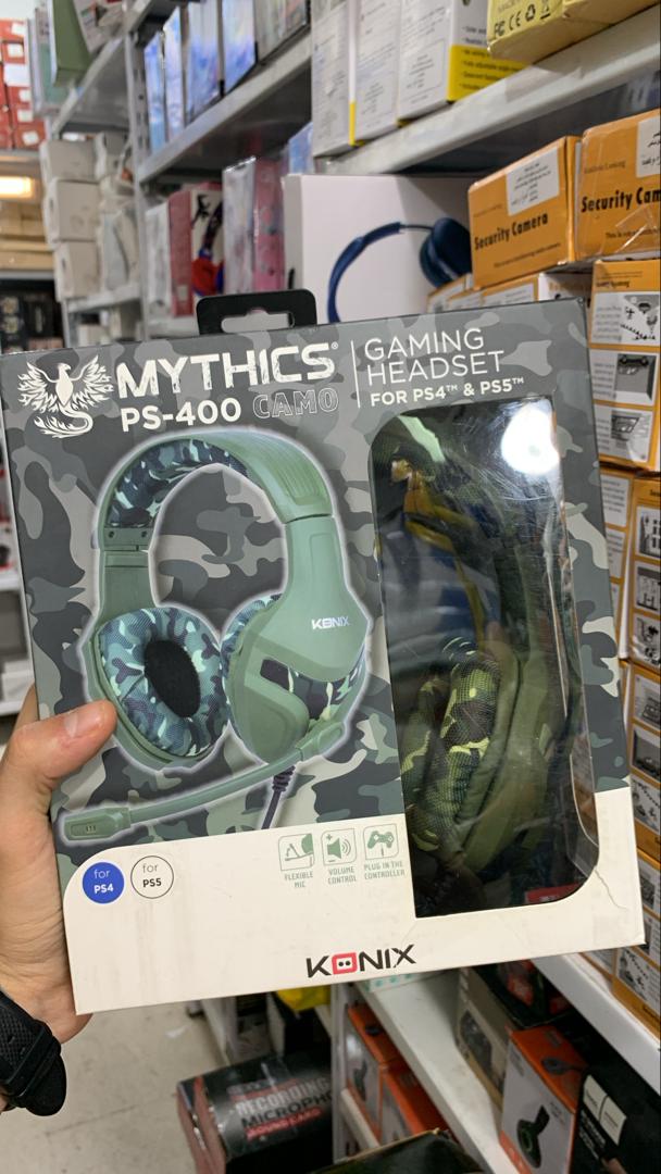 Konix Mythics Casque gaming filaire PS-400 pour console Haut-parleurs 40 mm - Microphone - Motif camouflage vert kaki