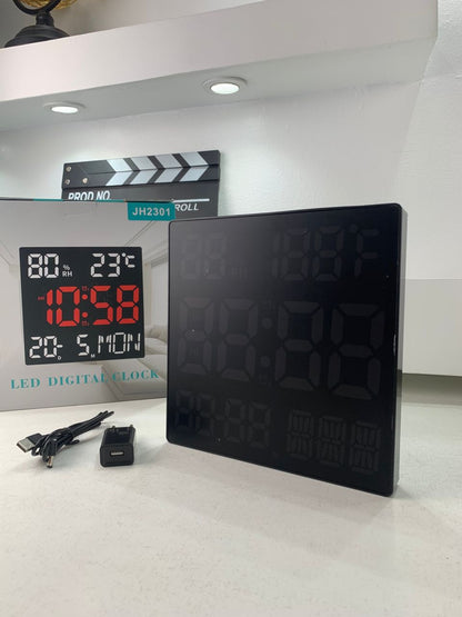 Horloge murale numérique forme carrée grand écran JH2301 – ساعة حائط رقمية