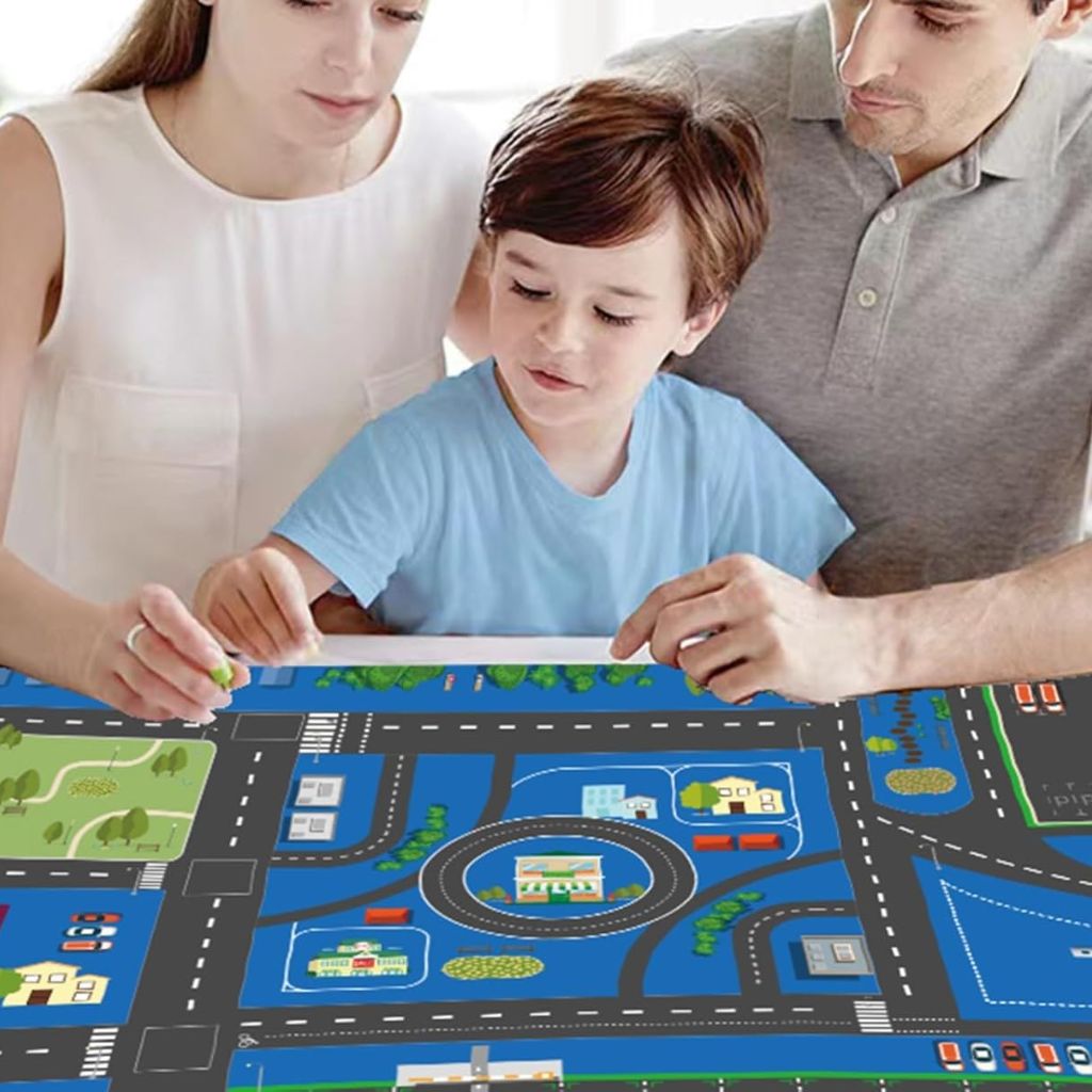 Tapis de Jeu Circuit Voiture pour Enfants 120x155cm – سجادة لعب للأطفال على شكل مسار سيارات