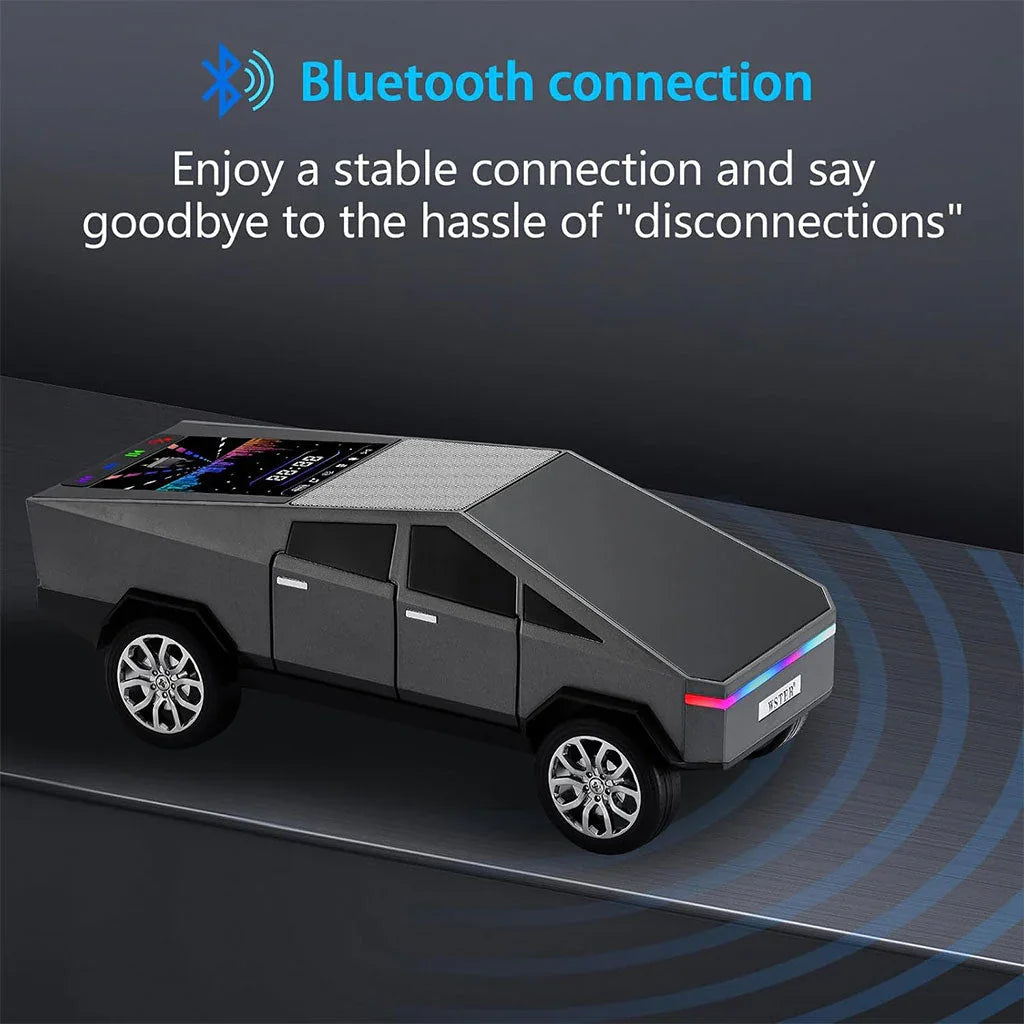 Haut parleur portable Bluetooth en forme de voiture pick-up avec écran et lumière LED festive
