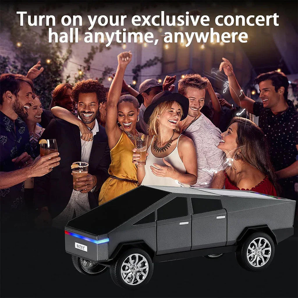 Haut parleur portable Bluetooth en forme de voiture pick-up avec écran et lumière LED festive