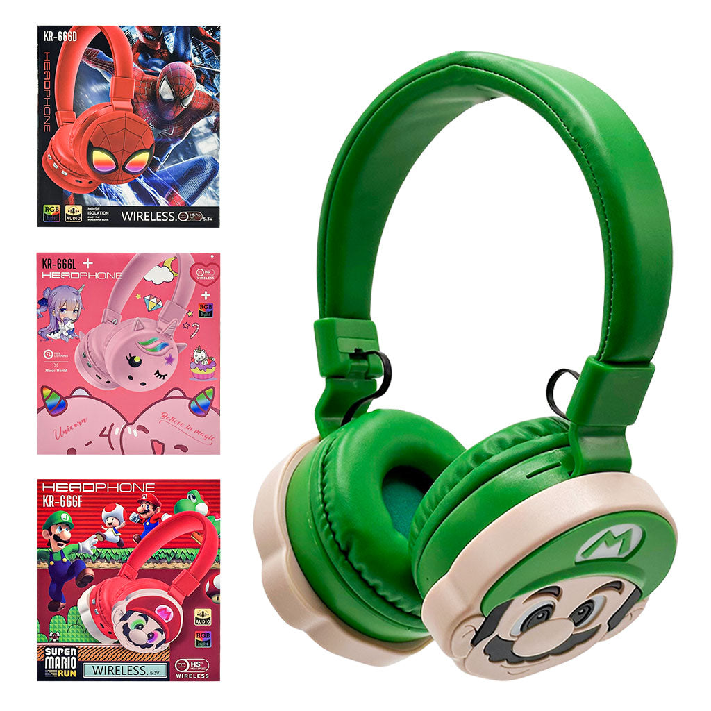 Casque Bluetooth Stéréo 5.3V avec Lumière ambiante- Design Mignon Enfant KR666 تنزوت
