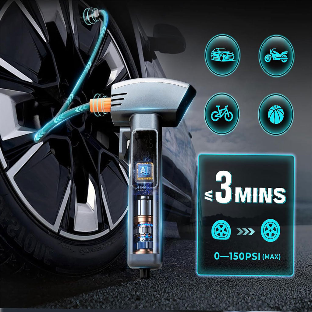 Compresseur d’air Portatif sans fil 150PSI avec 5 modes Kapusi K-6226 – جهاز ضغط الهواء محمول