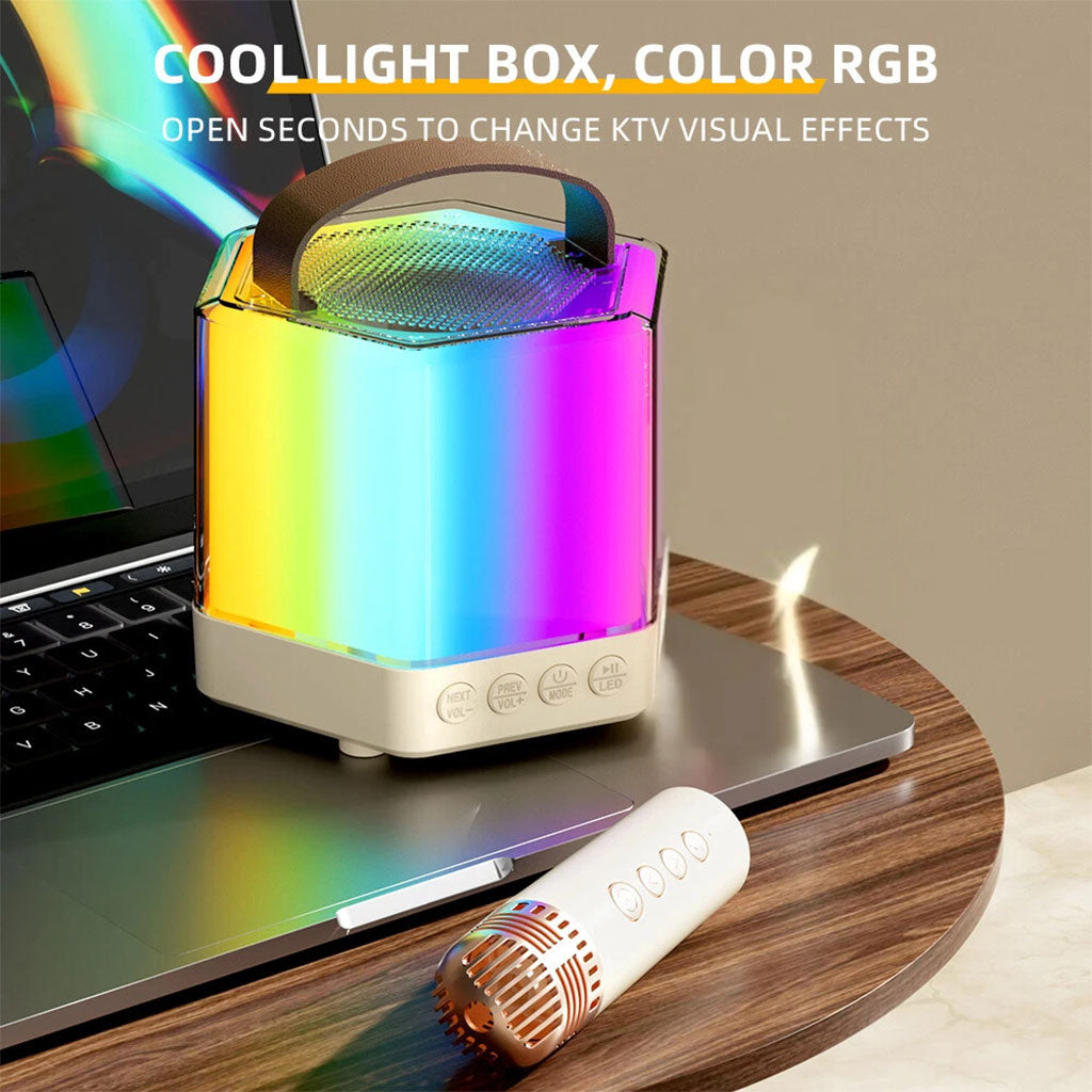 Enceinte Karaoké avec éclairage RVB et microphones sans fil – مكبر صوت كاريوكي