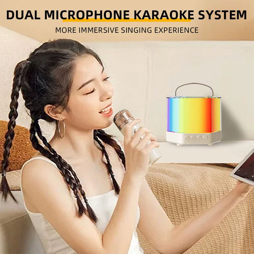 Enceinte Karaoké avec éclairage RVB et microphones sans fil – مكبر صوت كاريوكي