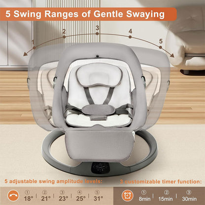 Balancelle et Berceuse Bébé Electrique avec 5 Vitesses de Balancement et Télécommande – سرير هزاز للأطفال