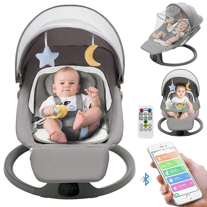 Balancelle et Berceuse Bébé Electrique avec 5 Vitesses de Balancement et Télécommande – سرير هزاز للأطفال - تنزوت