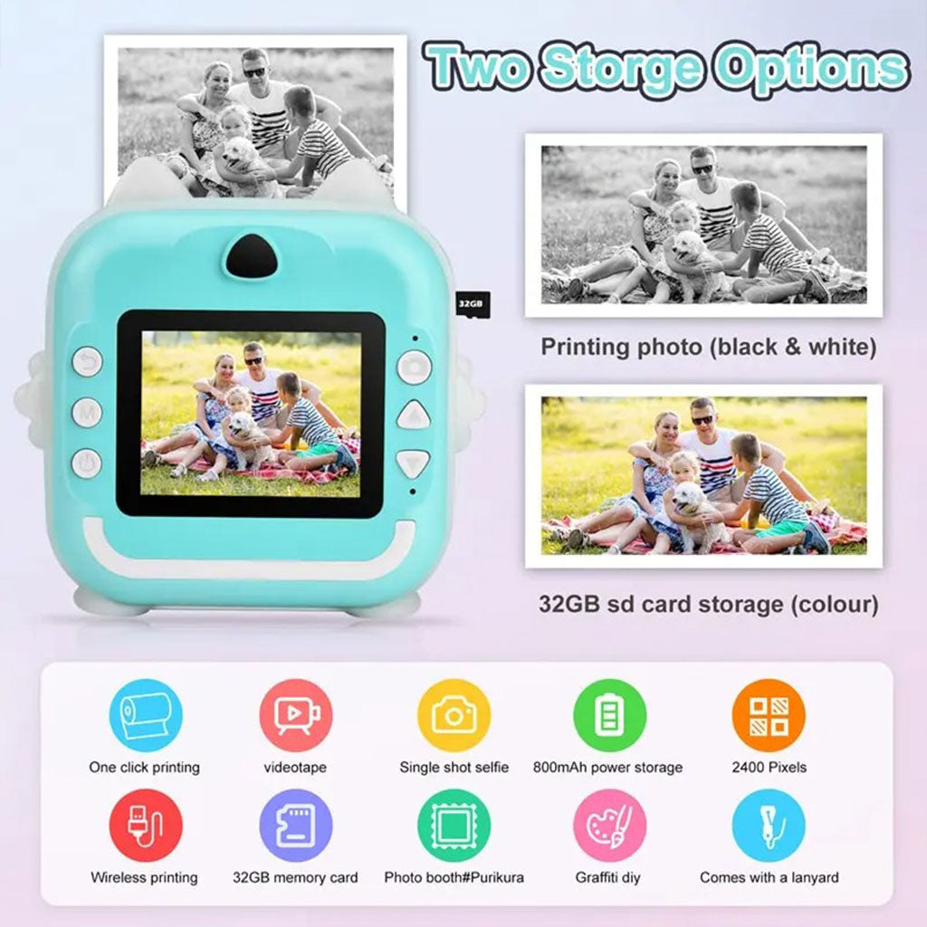 Appareil Photo Numérique HD pour Enfants avec Imprimante Thermique – كاميرة أطفال وصابعة صور فورية