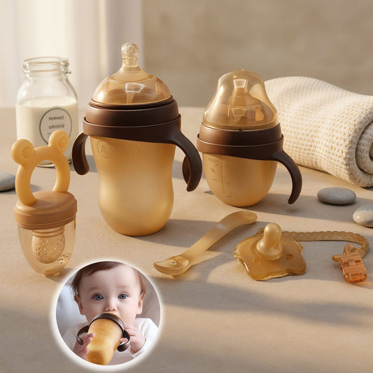 Ensemble pour bébé nouveau-né 6Pcs biberons en silicone sans BPA – طقم أدوات رضيع من السيليكون - تنزوت