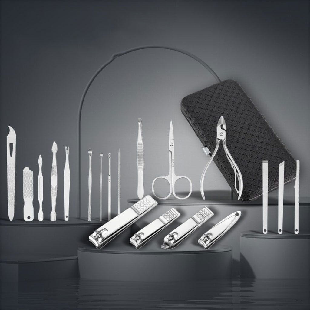 Ensemble de pédicure coupe-ongles 16 pièces avec ciseaux pince à épiler outils de manucure professionnels