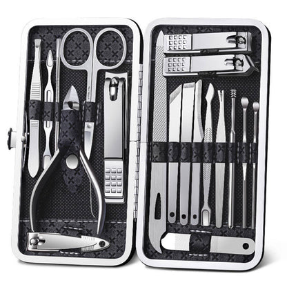 Ensemble de pédicure coupe-ongles 16 pièces avec ciseaux pince à épiler outils de manucure professionnels